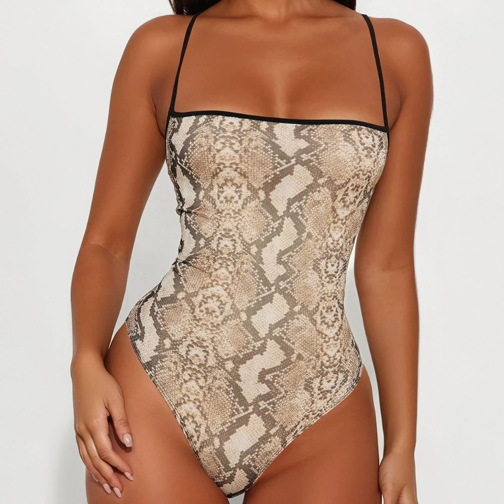 Snakeprint Mesh Bodysuit